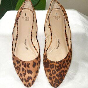 TIME & TRU Memory Foam Cheetah Print Slip-Ons/ Ballerina Flats Shoes Sz 8 Swifty